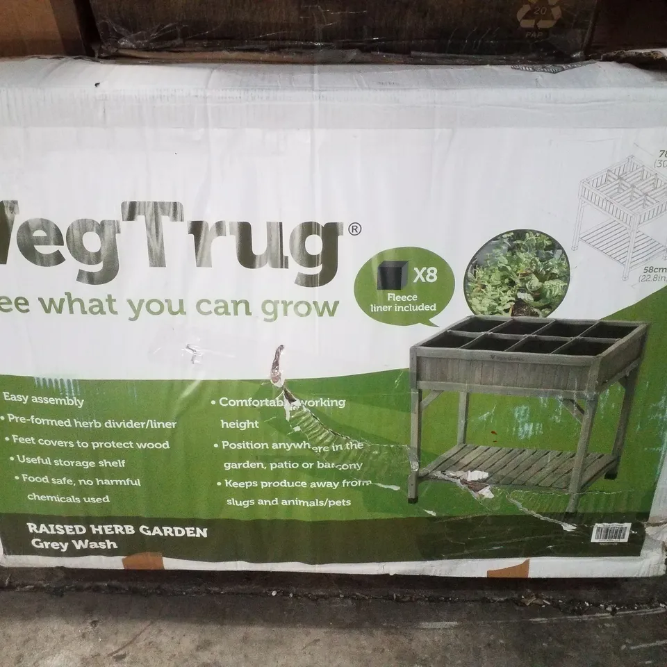BOXED VEGTRUG RAISED HERB GARDEN - GREY WASH