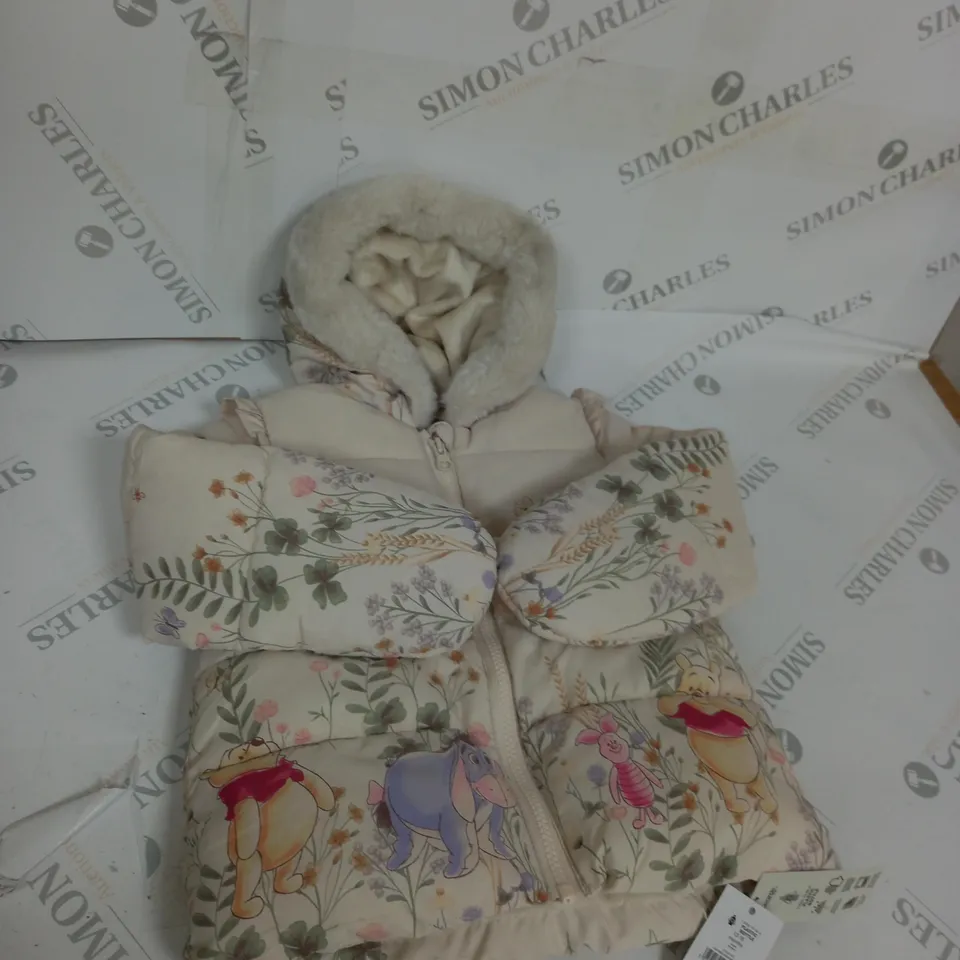 DISNEY WINNIE THE POOH PADDED COAT WITH FAUX FUR HOOD SIZE 12-18 MONTHS