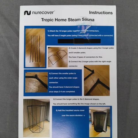 BOXED NURECOVER TROPIC HOME STEAM SAUNA - COLLECTION ONLY