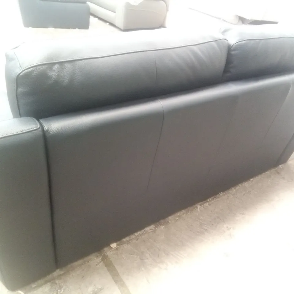 QUALITY ITALIAN DESIGNER MARCELLO 3 SEATER SOFA - BLUE NAVY LEATHER