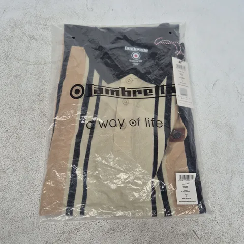 BAGGED IAMBRETTA CLASSIC POLO IN BLACK/NOMAD - LARGE