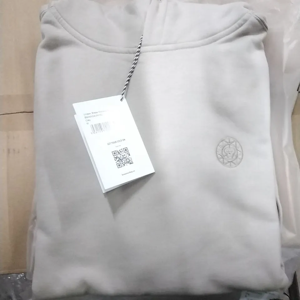 BOX OF MIXED ASSORTMENT OF BRAND NEW BRASS MONKEY CLOTHING ITEMS INCLUDING - HOODIES - SIZES M - APPROXIMATELY X9 ITEMS