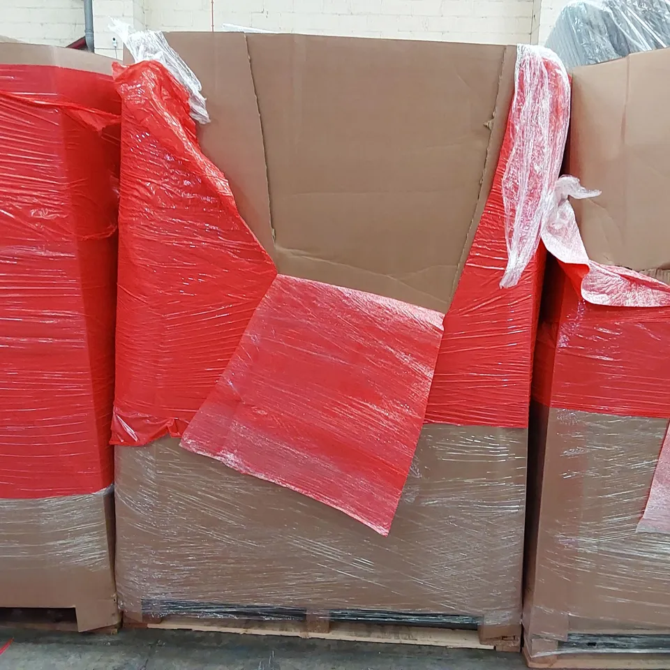 PALLET OF ASSORTED ITEMS INCLUDING: TOWER SPACE HEATERS, GREENHOUSE, VENITIAN BLINDS, 80 X 100CM STRETCHED CANVASES, WOK FRYING PAN 