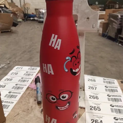 PALLET CONTAINING A LARGE QUANTITY OF RED NOSE DAY STAINLESS STEEL TUMBLERS