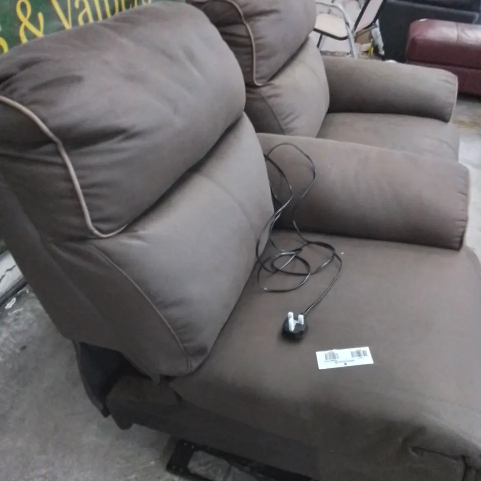 TWO DESIGNER CAITLIN RIGHT HAND FACING POWER RECLINING SECTIONS - CHOCOLATE 