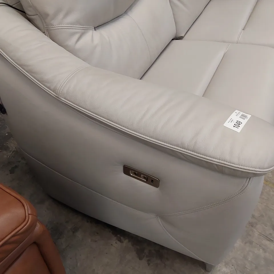 QUALITY BRITISH DESIGNER G PLAN JACKSON POWER RECLINING THREE SEATER SOFA OXFORD LIGHT GREY LEATHER 
