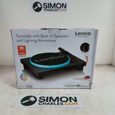 BOXED LENCO LS-50LEDBK V2 LED TURNTABLE WITH BUILT IN SPEAKERS