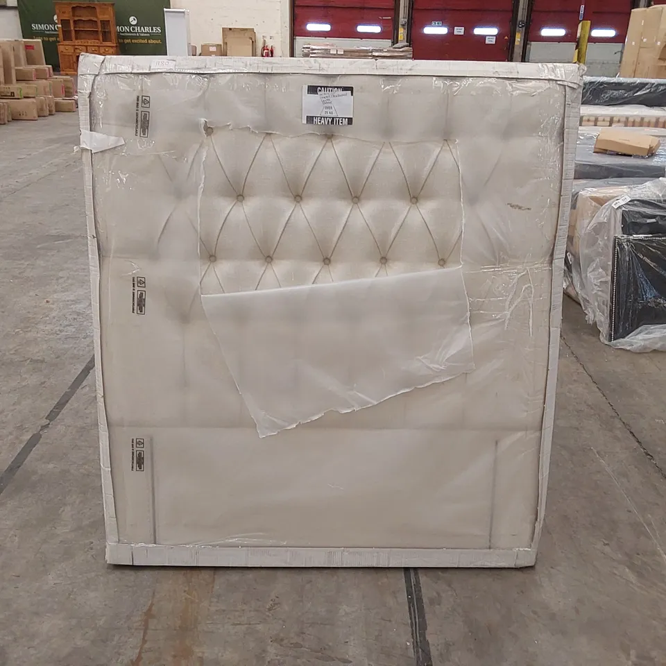 BAGGED WILLOW AND HALL COMPTON 4'6" DOUBLE SIZE HEADBOARD - BIEGE 
