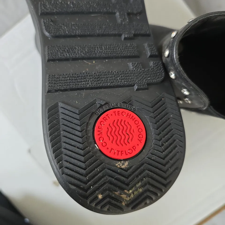 FITFLOP GEM TRIMMED BLACK ANKLE BOOTS UK 7