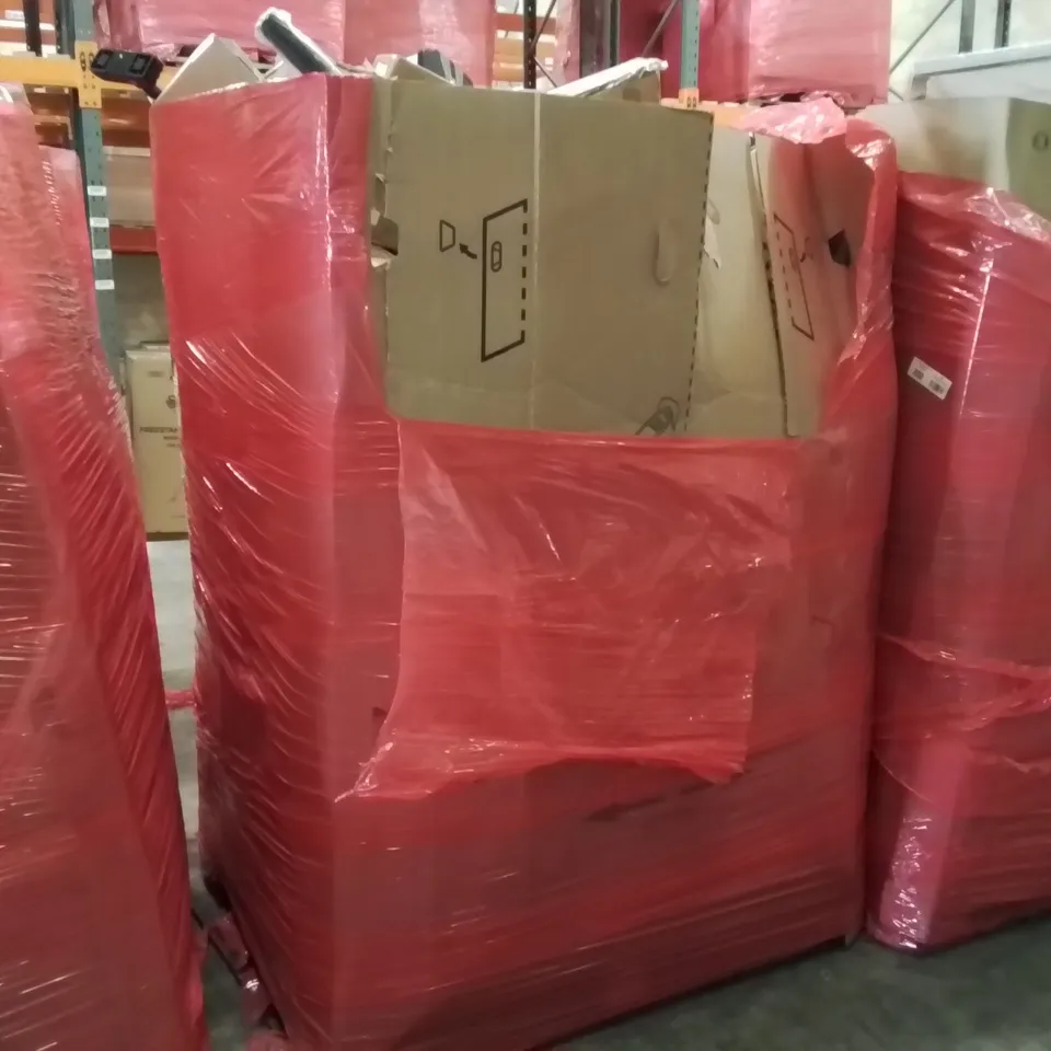 PALLET CONTAINING ASSORTED ITEMS TO INCLUDE: SCOOTERS, VACUUM STAND, PULL UP BAR, STONE BATH MAT ECT