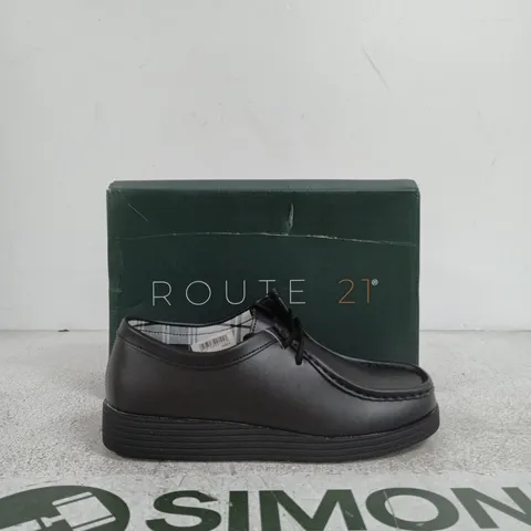 ROUTE 21 BLACK LEATHER LOAFERS – UK 5 (WOMEN)