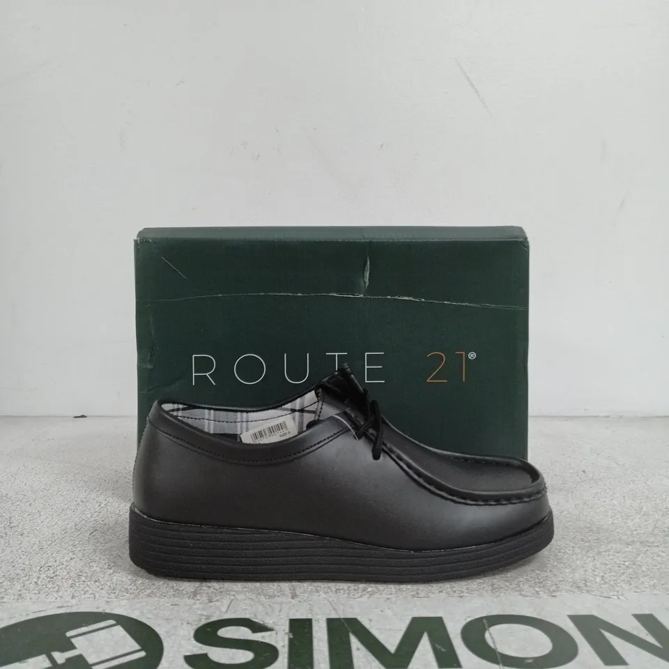 ROUTE 21 BLACK LEATHER LOAFERS – UK 5 (WOMEN)