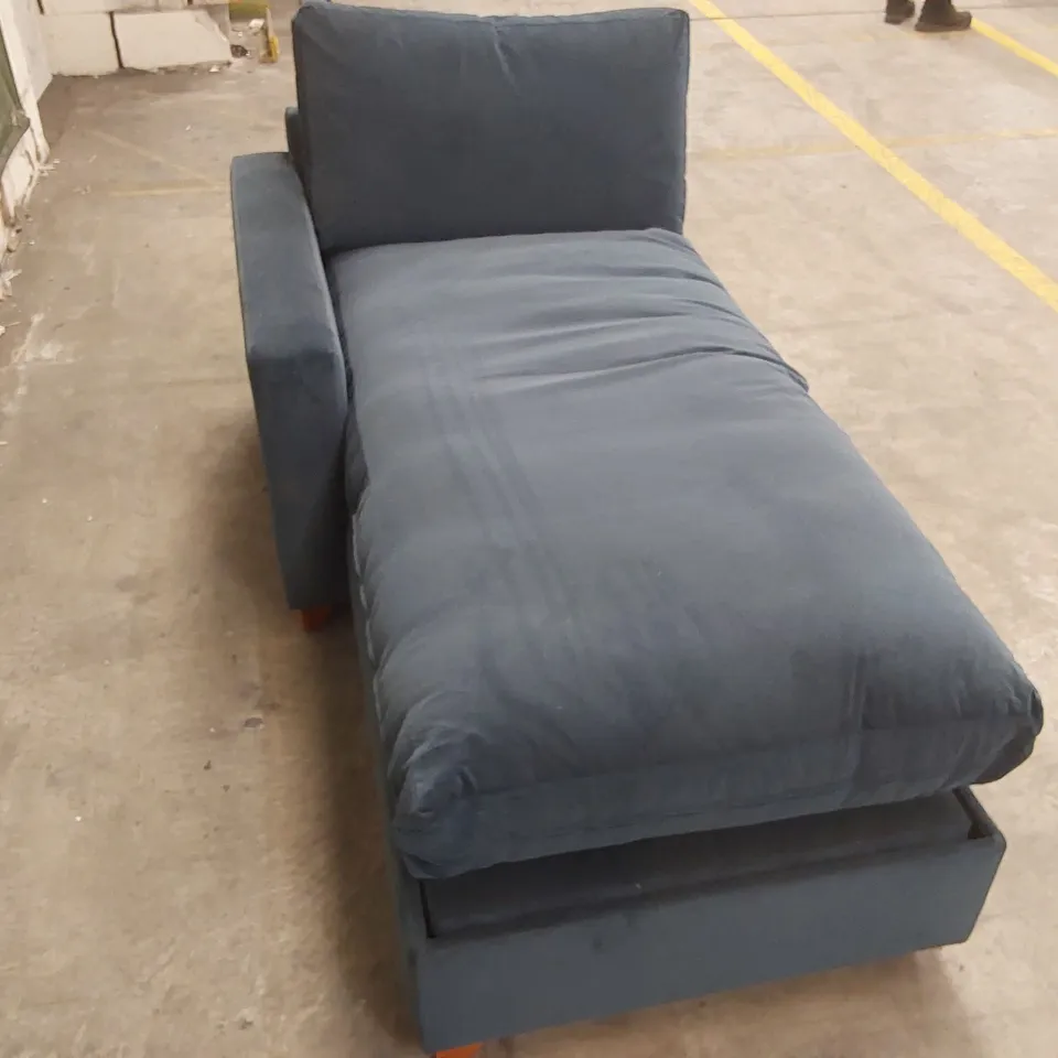 QUALITY DESIGNER CORNER CHAISE SOFA SECTION - NAVY VELVET