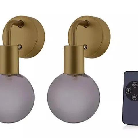 SFIXX SET OF 2 RECHARGEABLE GLASS WALL LIGHTS WITH REMOTE