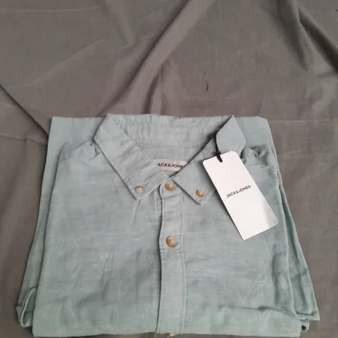 JACK & JONES MENS SHORT SLEEVED SHIRT VERDANT GREEN SIZE LARGE