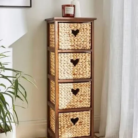 BOXED HYACINTH 4 DRAWER TALL UNIT - NATURAL