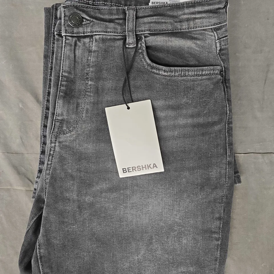 BERSHKA FLARED JEANS IN DARK GREY SIZE UK 12