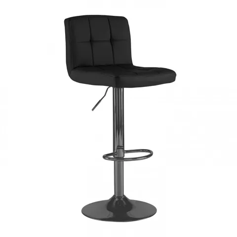 BOXED NEO BLACK LEATHER BAR STOOLS (SET OF 2)