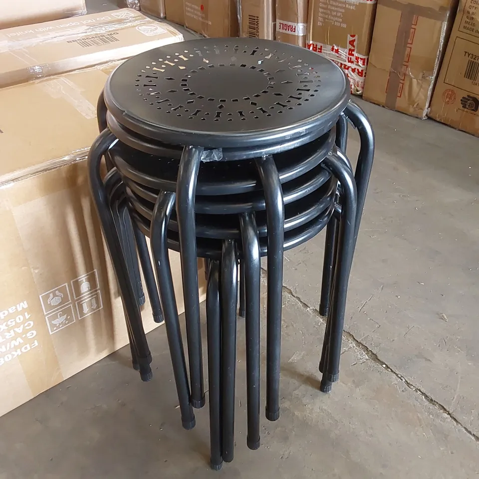 COSTWAY SET OF 6 ROUND METAL STOOLS SUPPORT UP TO 120KG - BLACK