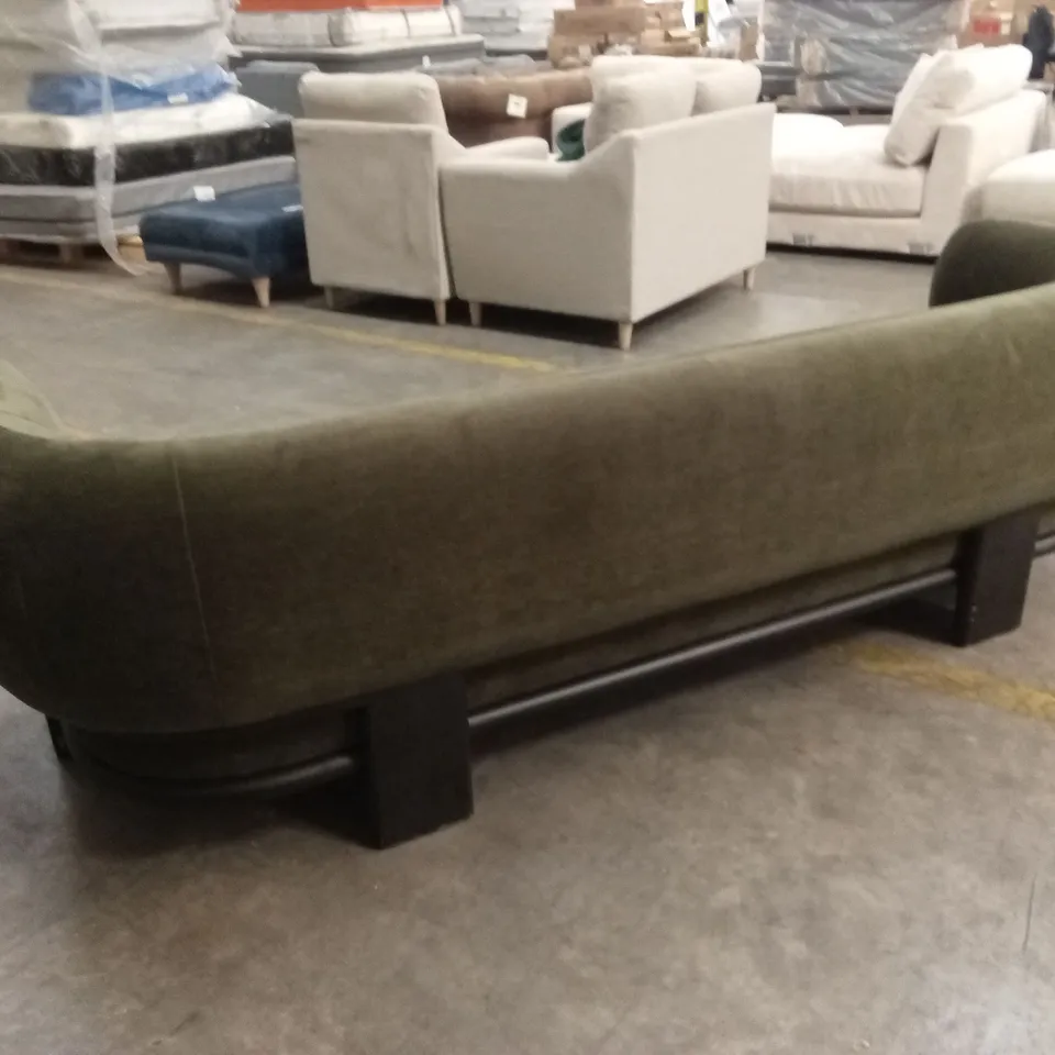 DANETTI FLORENCE OLIVE GREEN CHENILLE WITH DARK WOOD 3 SEATER SOFA RRP £1429
