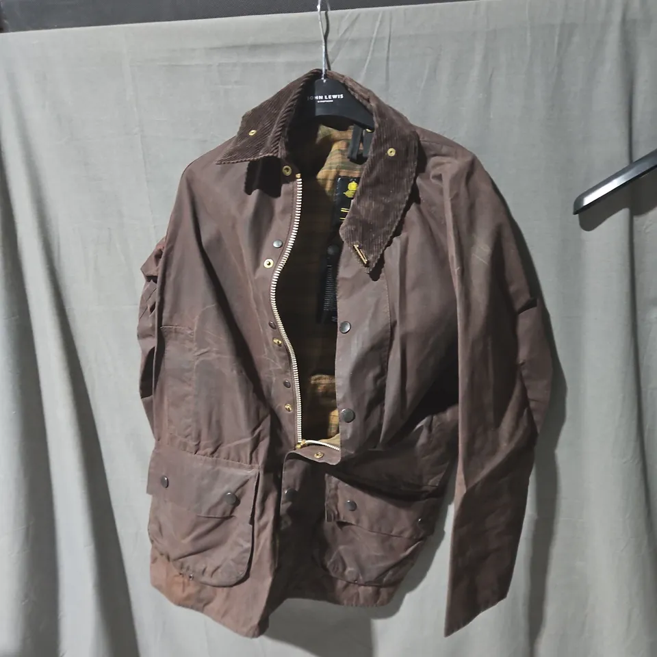 BARBOUR BEAUFORT JACKET – BROWN WAXED COTTON, UK 38 