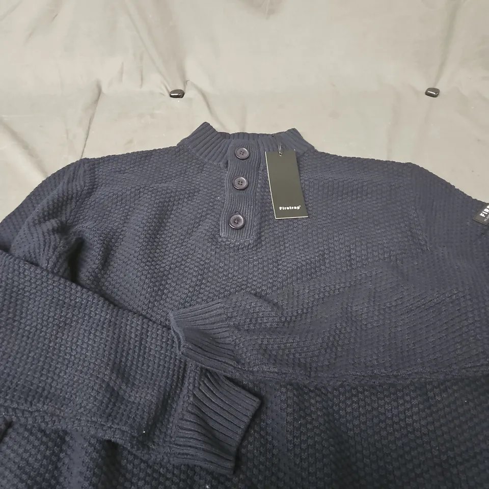 FIRETRAP NEWBURY FUNNEL NECK JUMPER – NAVY, XL (MEN'S)