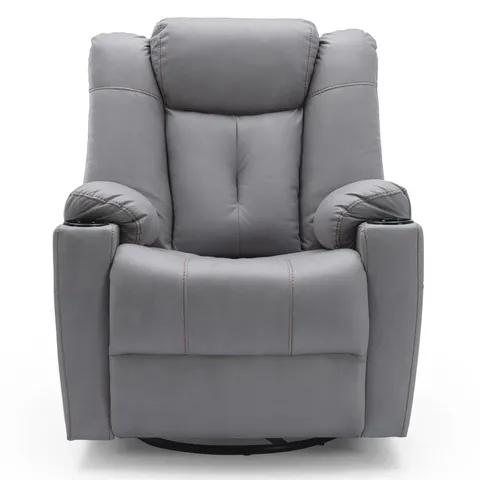 DESIGNER AFTON POWER RECLINING FABRIC EASY CHAIR - GREY (2 BOXES)