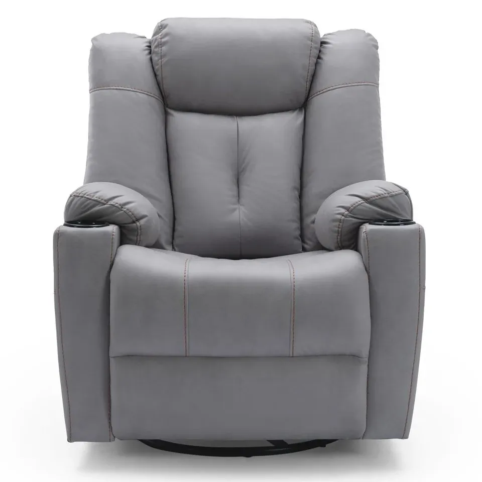 DESIGNER AFTON POWER RECLINING FABRIC EASY CHAIR - GREY (2 BOXES)