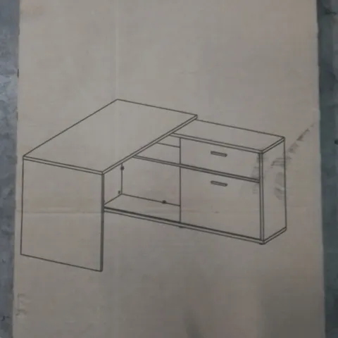 BRAND NEW & BOXED MATTIA CORNER COMPUTER DESK IN SAND OAK & WHITE HIGH GLOSS (2 BOXES)