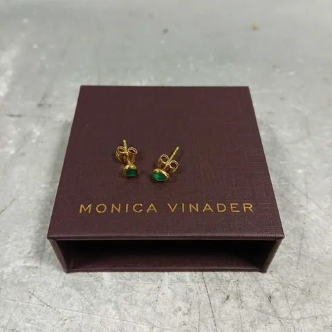 MONICA VINADER GREEN STONE STUD EARRINGS 