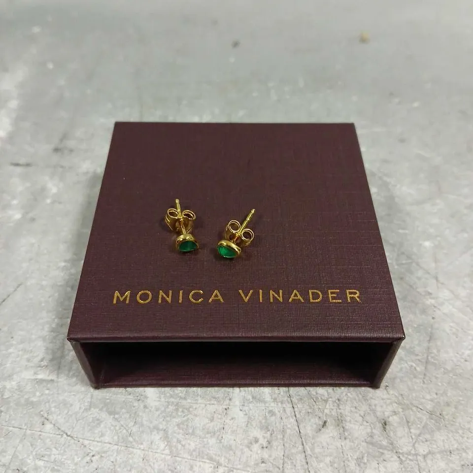 MONICA VINADER GREEN STONE STUD EARRINGS 