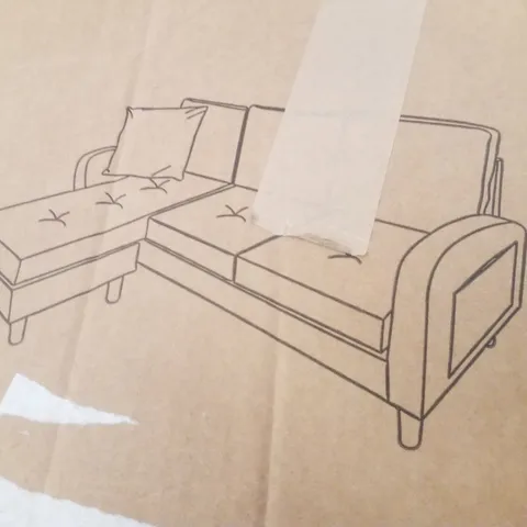 BOXED L-SHAPED 3-SEATER SOFA //GREY -2 BOXES-