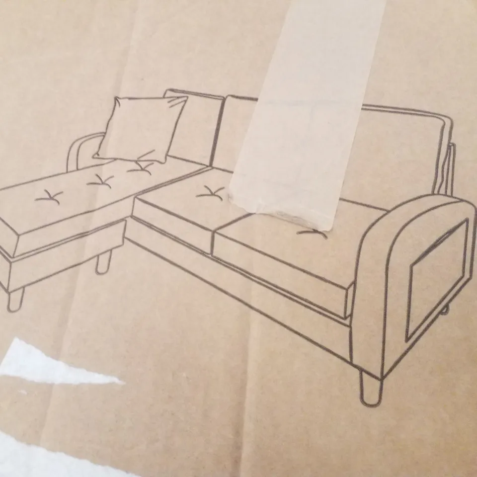 BOXED L-SHAPED 3-SEATER SOFA //GREY -2 BOXES-
