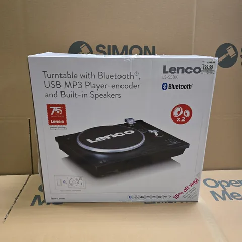 BOXED LENCO TURNTABLE WITH BLUETOOTH AND BUILT IN SPEAKERS - LS-55BK