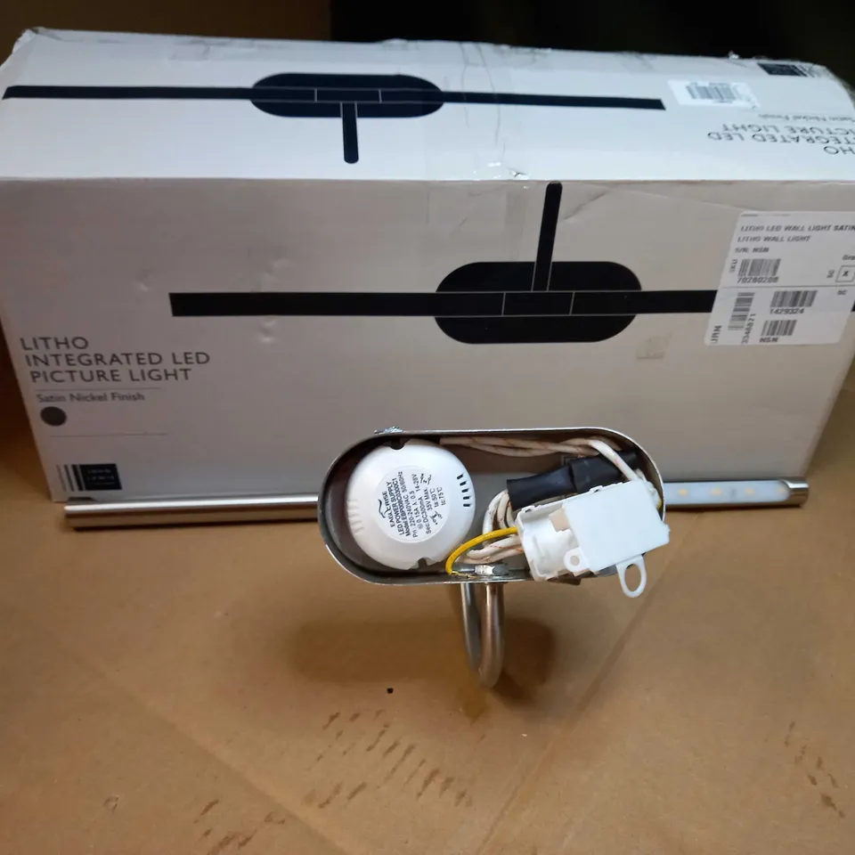 BOXED JOHN LEWIS SATIN NICKEL FINISH LITHO INTEGRATED LED PICTURE LIGHT