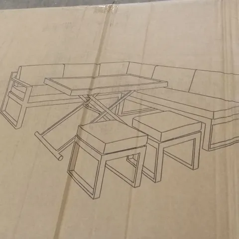 BOXED CUBA CORNER OUTDOOR SOFA AND STOOLS // NO TABLE (1 BOX)