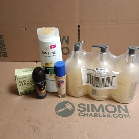 APPROXIMATEY 20 ASSORTED HEALTH AND BEAUTY PRODUCTS TO INCLUDE - PANTENE SMOOTH AND SLEEK 3-IN-1 SHAMPOO - SURE ROLL ON DEODORANT AND BAYLIS & HARDING HAND WASH