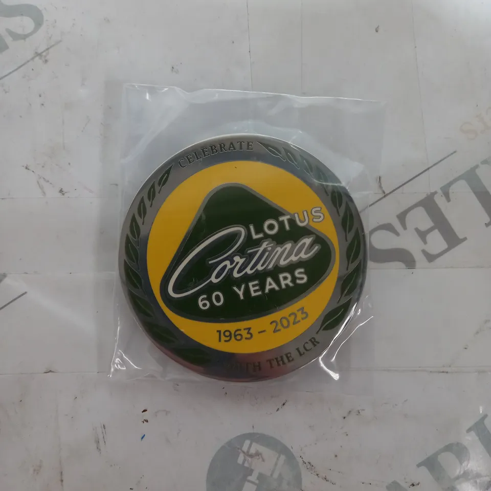 CELEBRATE 60 YEARS WITH LOTUS CORTINA BADGE 