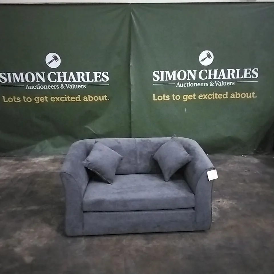 QUALITY DESIGNER KENSTER FABRIC SOFA BED IN DARK GREY 