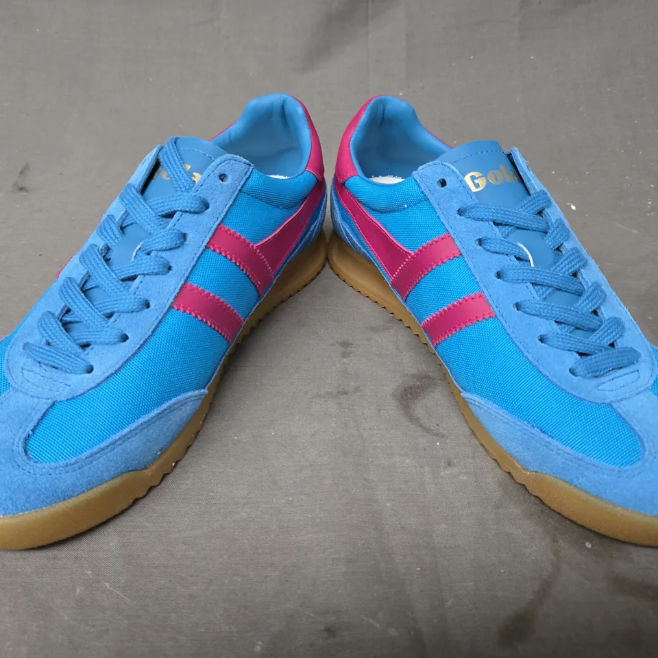 BOXED PAIR OF GOLA TORNADO SHOES IN BLUE/FUCHSIA UK SIZE 6