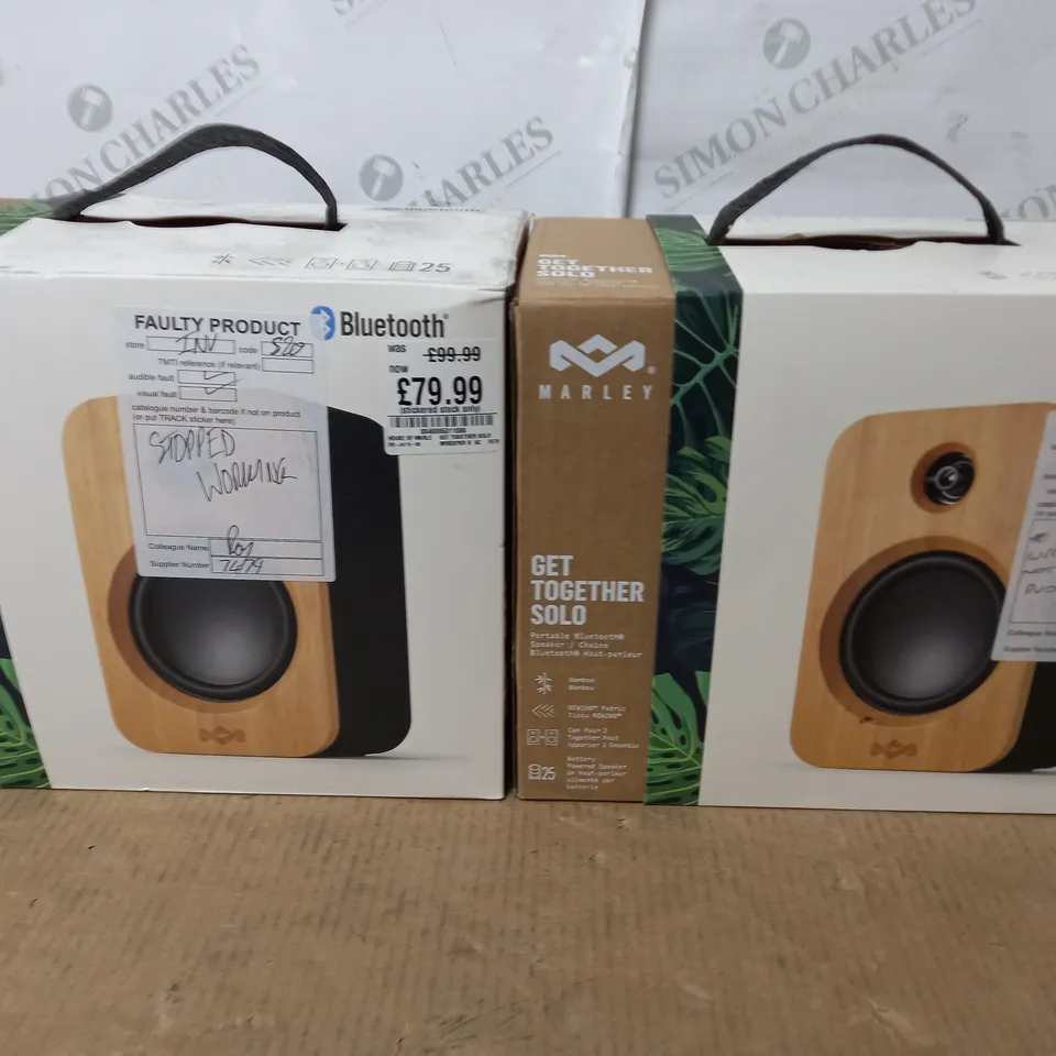 LOT OF 2 BOXED MARLEY GET TOGETHER SOLO PORTABLE BLUETOOTH SPEAKERS