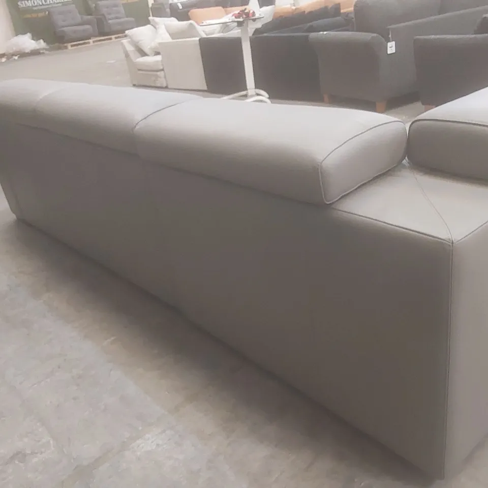 QUALITY DESIGNER ITALIAN MADE RICCARDO LEATHER UPHOLSTERED CORNER SOFA - GREY