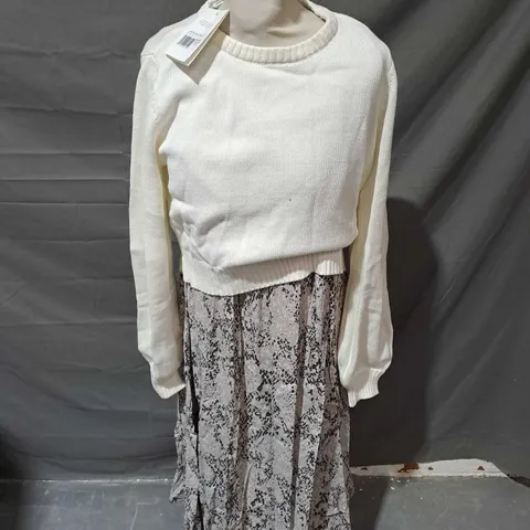 SERAPHINE CABLE KNIT WOVEN DRESS - UK 12 