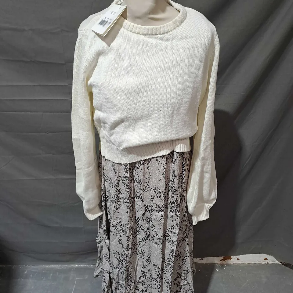 SERAPHINE CABLE KNIT WOVEN DRESS - UK 12 