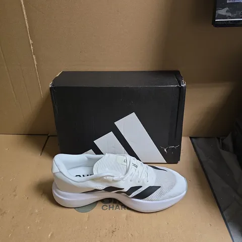 ADIDAS ADIZERO RUNNING SHOES – WHITE WITH BLACK STRIPES - UK SIZE 10.5 