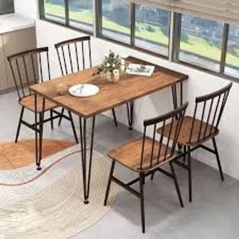 BOXED COSTWAY 5-PIECE DINING TABLE SET FOR 4 WITH SWIVEL FEET FOR LIVING ROOM -WHITE-