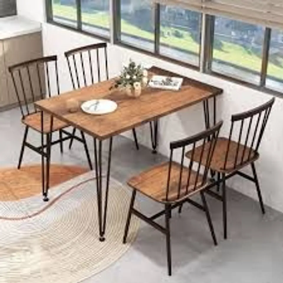 BOXED COSTWAY 5-PIECE DINING TABLE SET FOR 4 WITH SWIVEL FEET FOR LIVING ROOM -WHITE-
