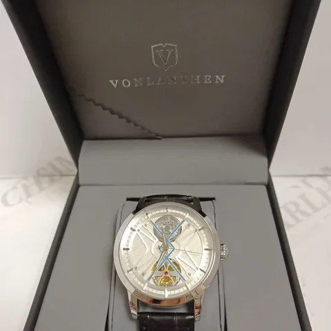 VONLANTHEN PART SKELETON CHRONOGRAPH WATCH WITH LEATHER STRAP