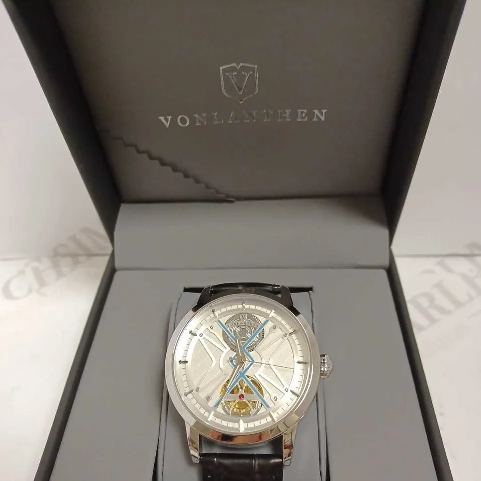 VONLANTHEN PART SKELETON CHRONOGRAPH WATCH WITH LEATHER STRAP