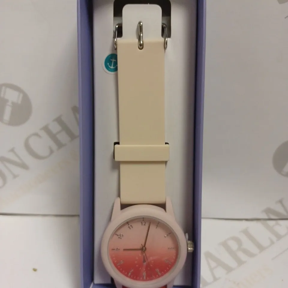 AVON PEACH WATCH WITH RUBBER STRAP